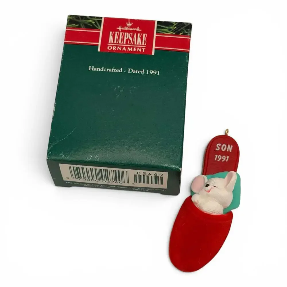1991 Hallmark Keepsake Son in Slipper Mouse Ornament